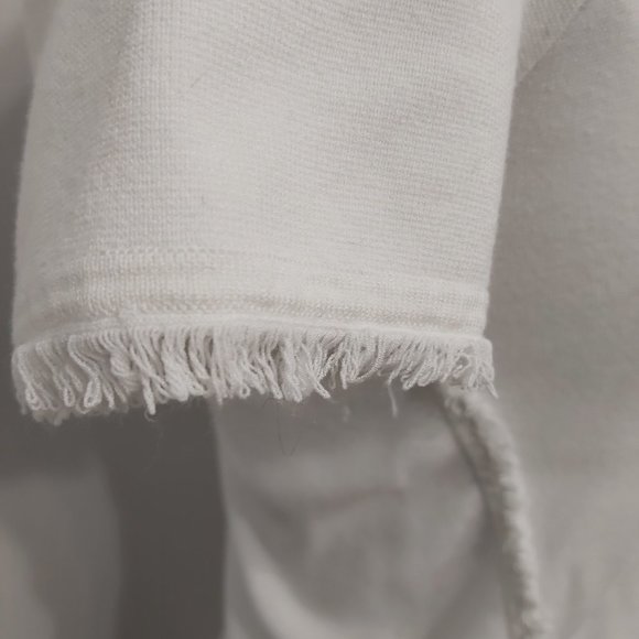 Banana Republic Milano Tee White Fringed T-Shirt Women Size Small Rayon Blend - Picture 6 of 12